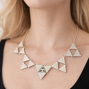 Chanel Geo triangle Elegant Gold Triangle Necklace